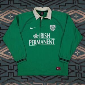 Vintage 90s Nike Ireland Long Sleeve Rugby Jersey Shirt Mens L World Cup Irish